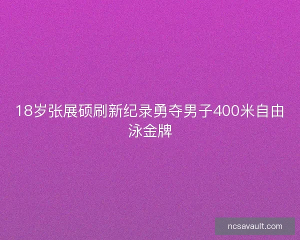 18岁张展硕刷新纪录勇夺男子400米自由泳金牌